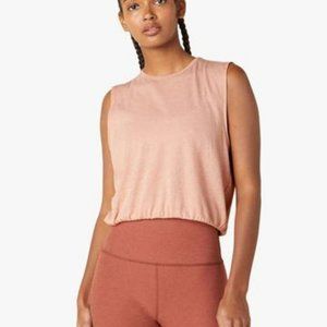 Beyond Yoga Come Together Cropped Tank Light Almond Butter Heather NWT